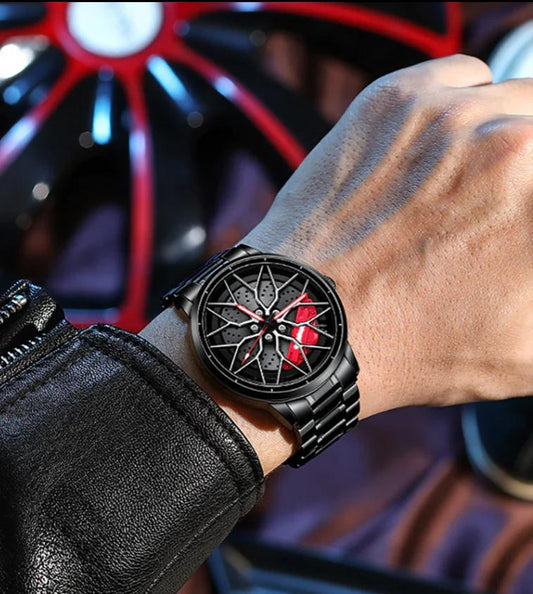 Limited Edition Rotating Alloy Wheel watch - Stainless Steel chain